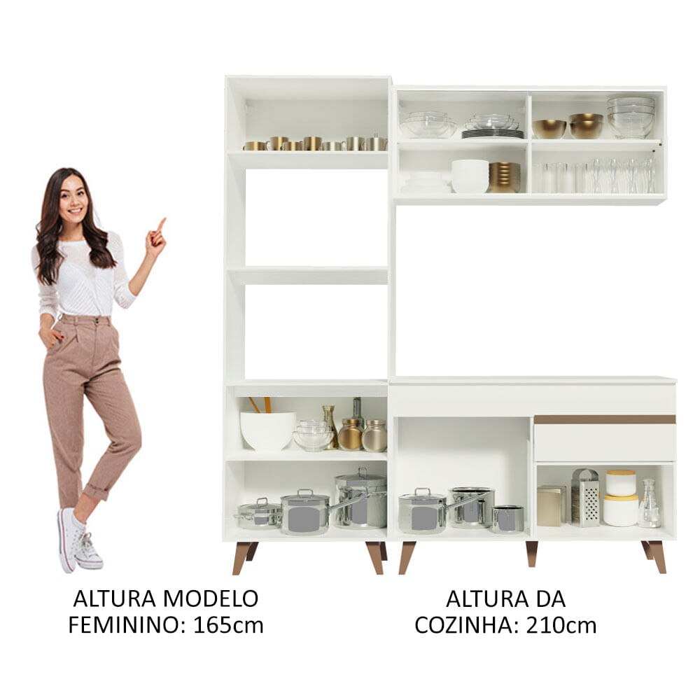 Armário de Cozinha Compacta 180cm Branco Reims Madesa 02 - Madesa